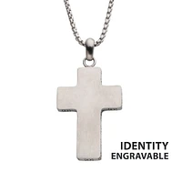 Steel Engravable Cross Pendant with 22" Round Box Chain