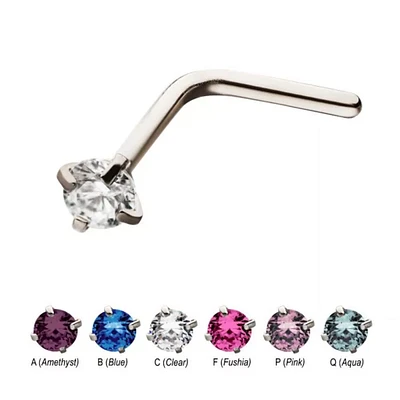 20g Surgical Steel With 3mm Gem L-Shape