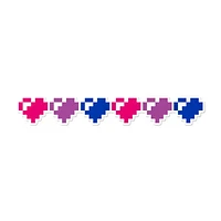 Bisexual 8 Bit Hearts Waterproof Lgbtq+ Sticker