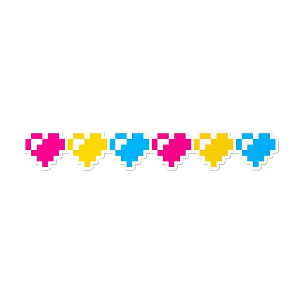 Pansexual 8 Bit Hearts Waterproof Lgbtq+ Sticker