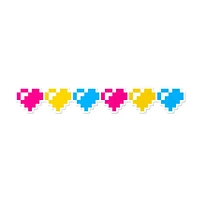 Pansexual 8 Bit Hearts Waterproof Lgbtq+ Sticker
