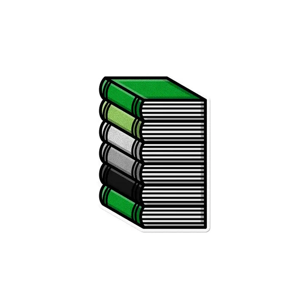 Aromantic Pile of Books Waterproof Lgbtq+ Sticker