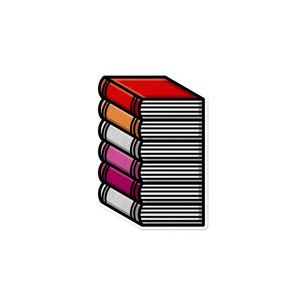 Lesbian Pile of Books Waterproof Lgbtq+ Sticker