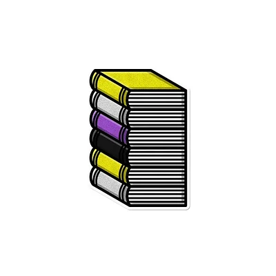 Nonbinary Pile of Books Waterproof Lgbtq+ Sticker