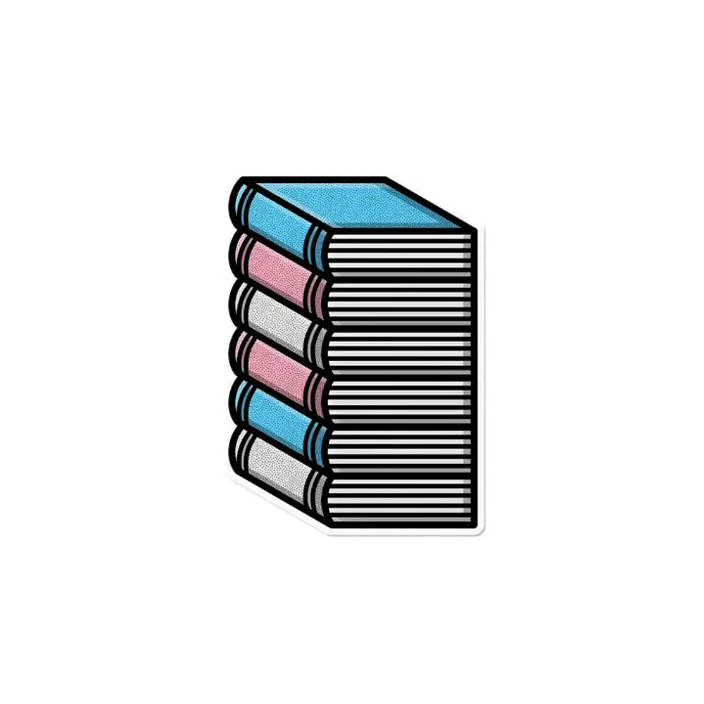 Transgender Pile of Books Waterproof Lgbtq+ Sticker