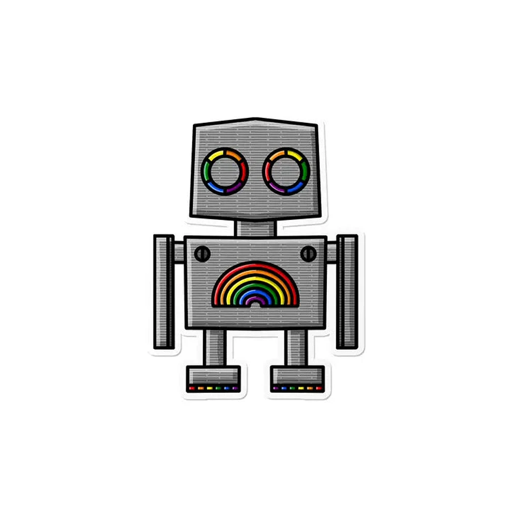 Rainbow Robot Waterproof Lgbtq+ Sticker