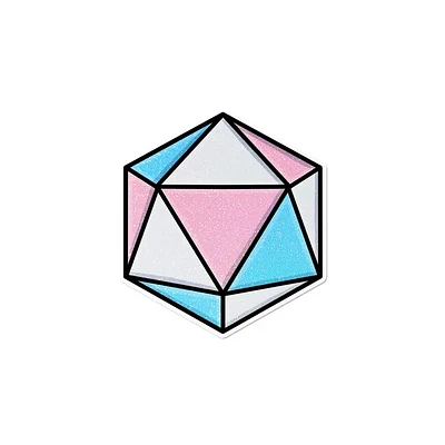 Holographic Transgender D20 Dice Waterproof Lgbtq+ Sticker