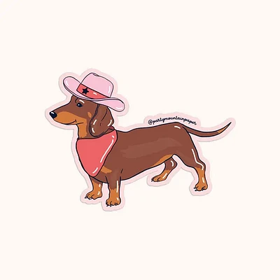 Perro Weenie Vaquero Pegatina