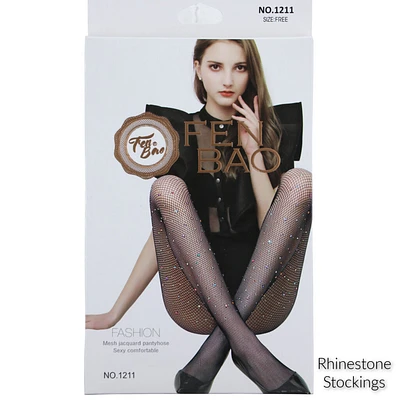 Nude Fishnet Pantyhose With AB Stones