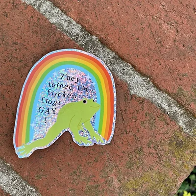 Turn the Frogs Gay Glitter Sticker