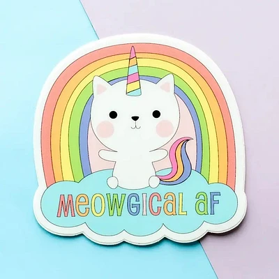 Meowgical Af Caticorn Rainbow Vinyl Stickers