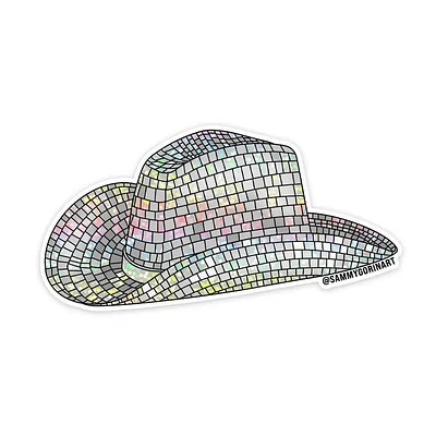 Disco Ball Cowboy Hat Sticker