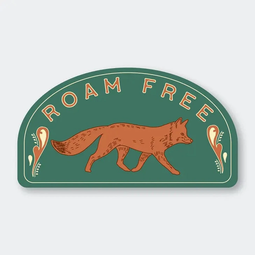 Roam Free Fox Sticker 3.49" X 3.03"