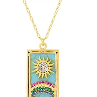 Tarot Card Necklace- Sun- 14K Gold Stainless Steel