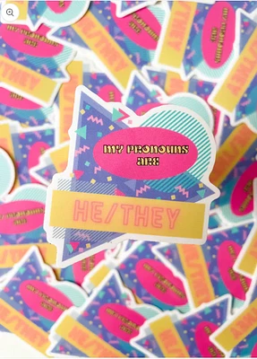 90s Pronoun He/They Sticker