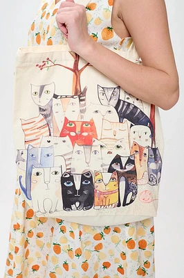 Cat Pyramid Print Tote Bag