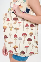 Brown Mushroom Print Tote Bag