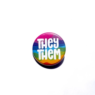 They/Them Bright Swirl Pronoun Button