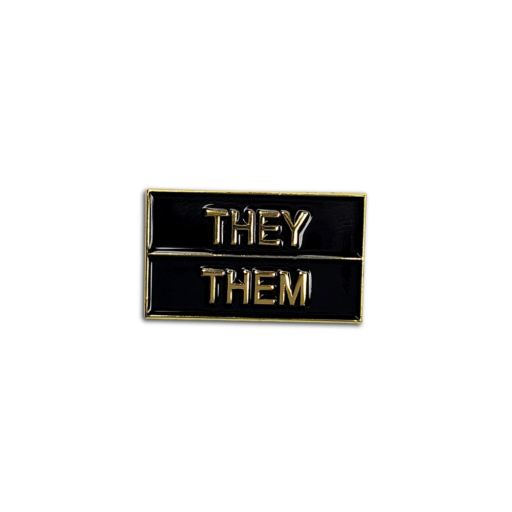 They/Them Black Gold Pronoun Pin