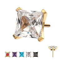 24kt Princess Cut Prong Gem Threadless Top