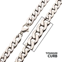 Titanium Curb Chain Necklace 7.4mm 24"