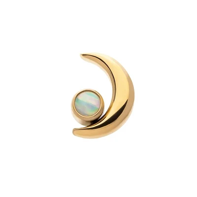 Crescent Moon W/ Bez Opal 24Kt PVD Threadless Top