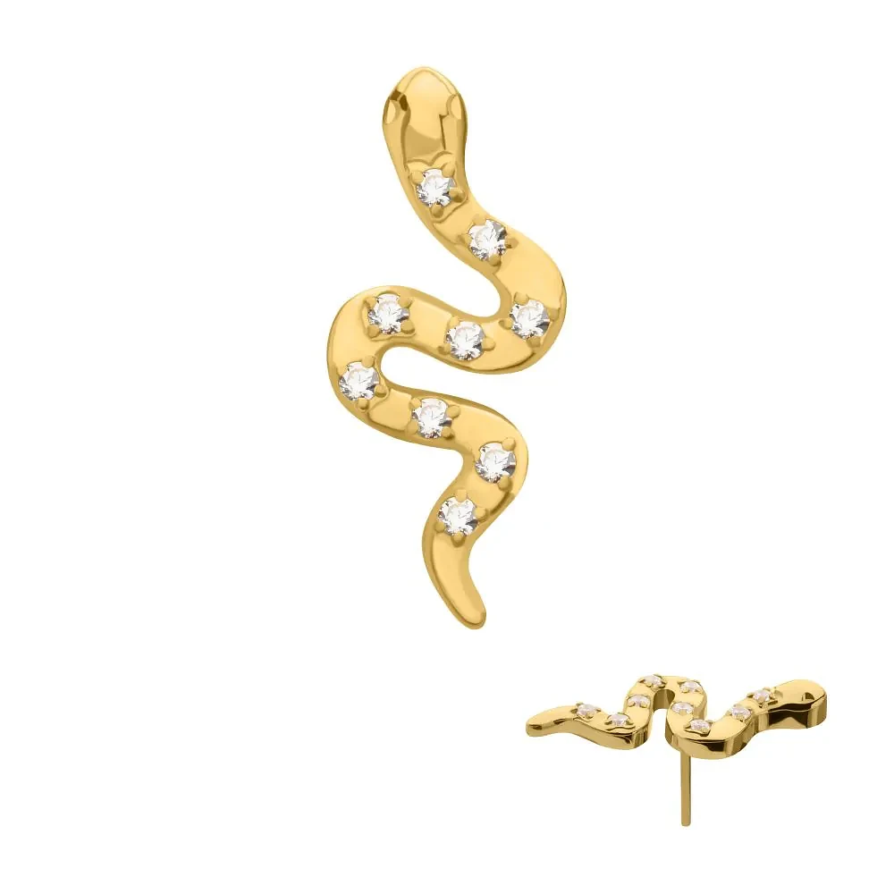 Snake 9 Prong Gem 24kt PVD Threadless Top