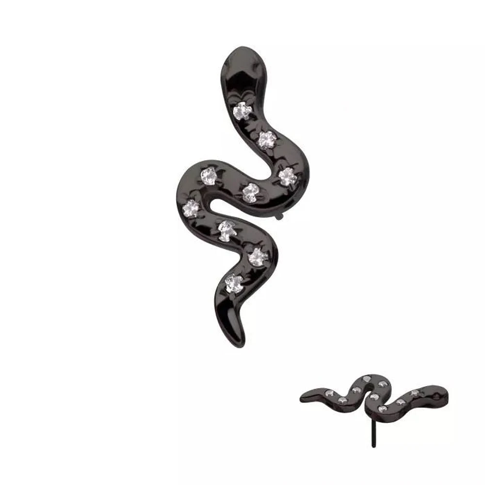 Snake 9 Prong Gem Black PVD Threadless Top