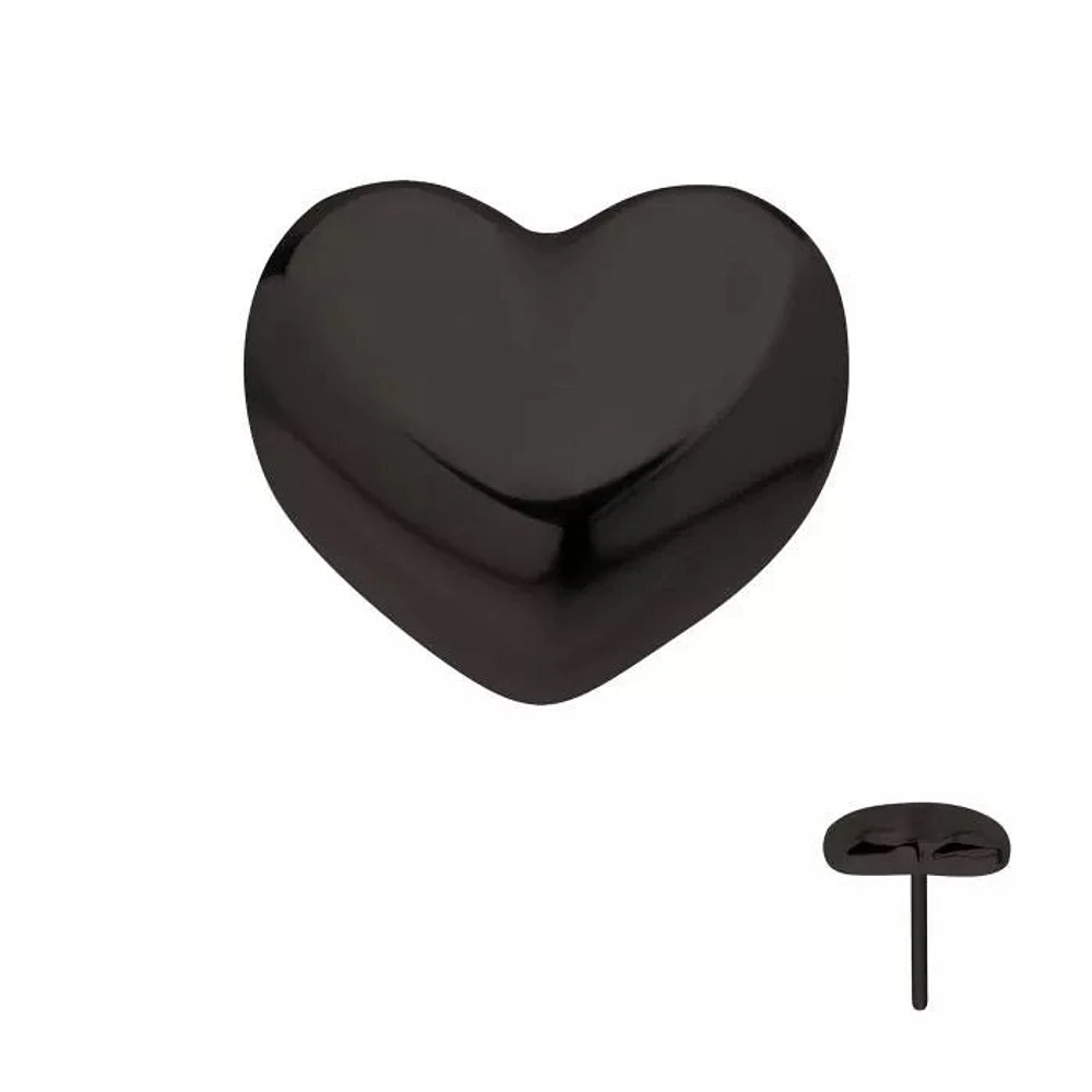 Domed Heart Black PVD Threadless Top