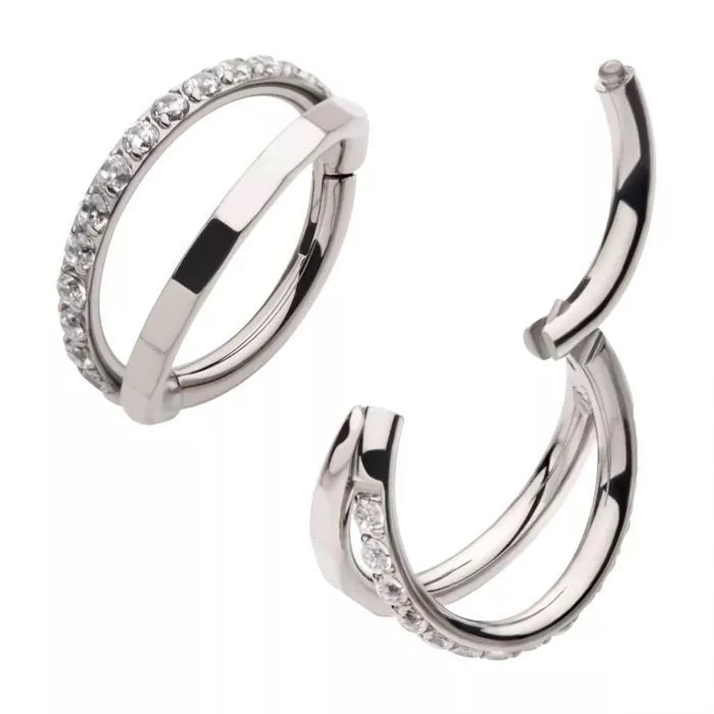 Double Hoop Edged Design And 1 Line Cz