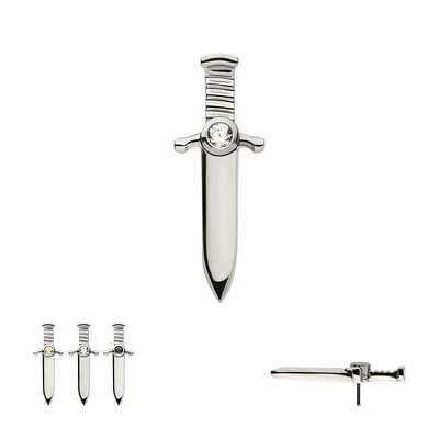 Dagger With Bezel CZ Titanium Threadless Top