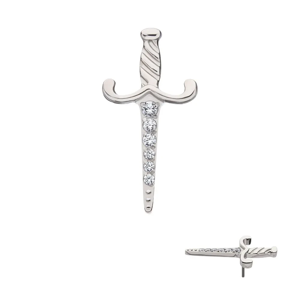 Dagger With 6 Prong CZ Threadless Top