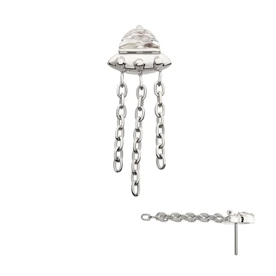 UFO With CZ & 3 Chains Titanium Threadless Top