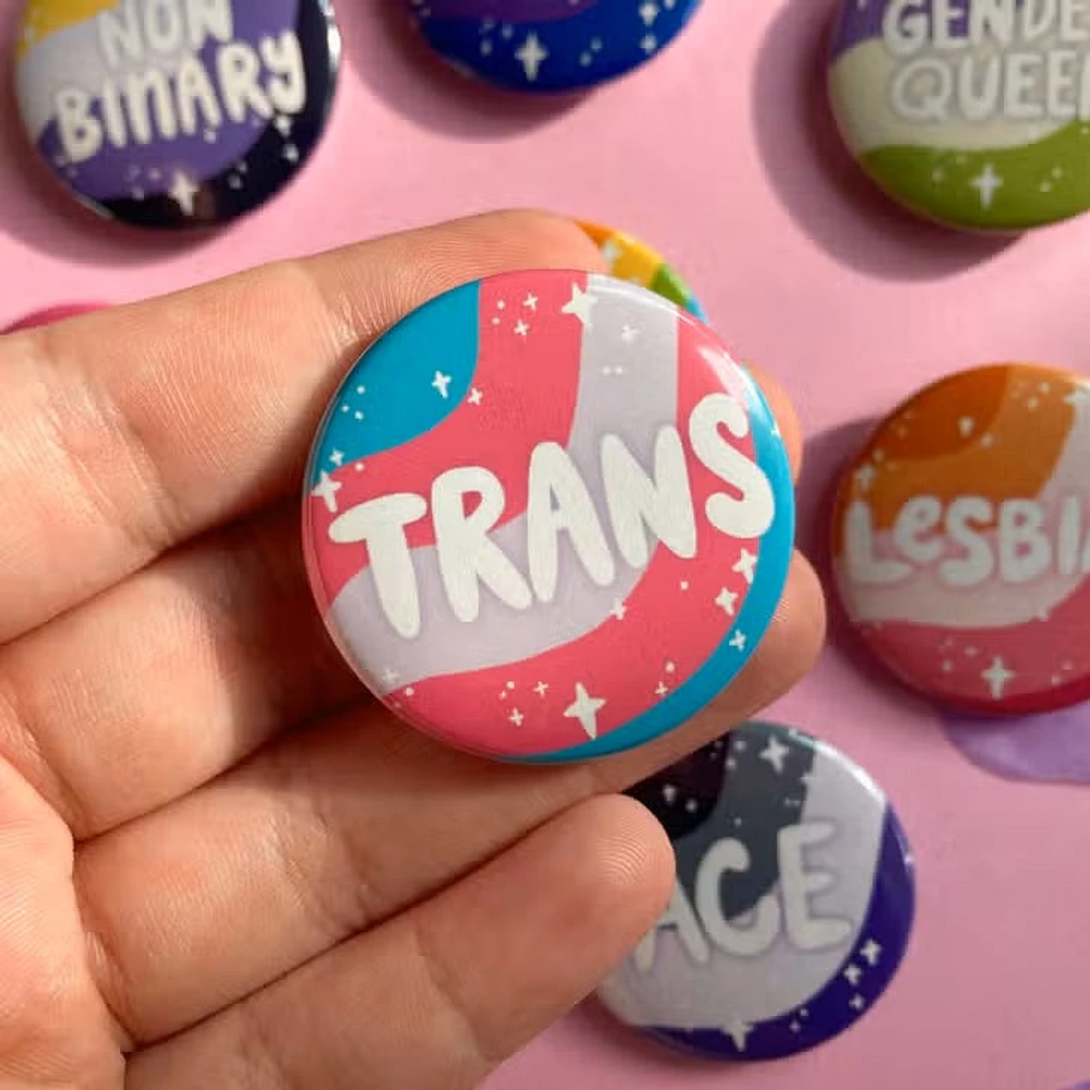 Trans Queer Pride Holo Pin.