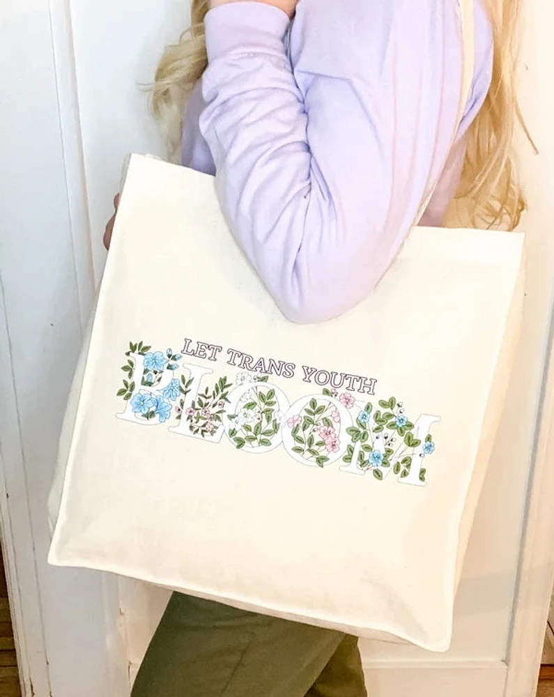 Let Trans Youth Bloom Tote Bag