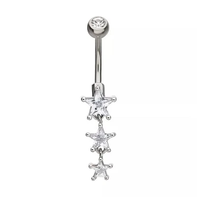 Triple Star Prong Gems Navel