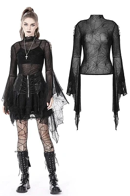 Punk Spider Mesh Exaggerated Slvs