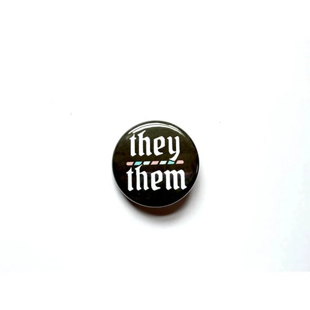 They/Them Trans Pride Pronoun Button