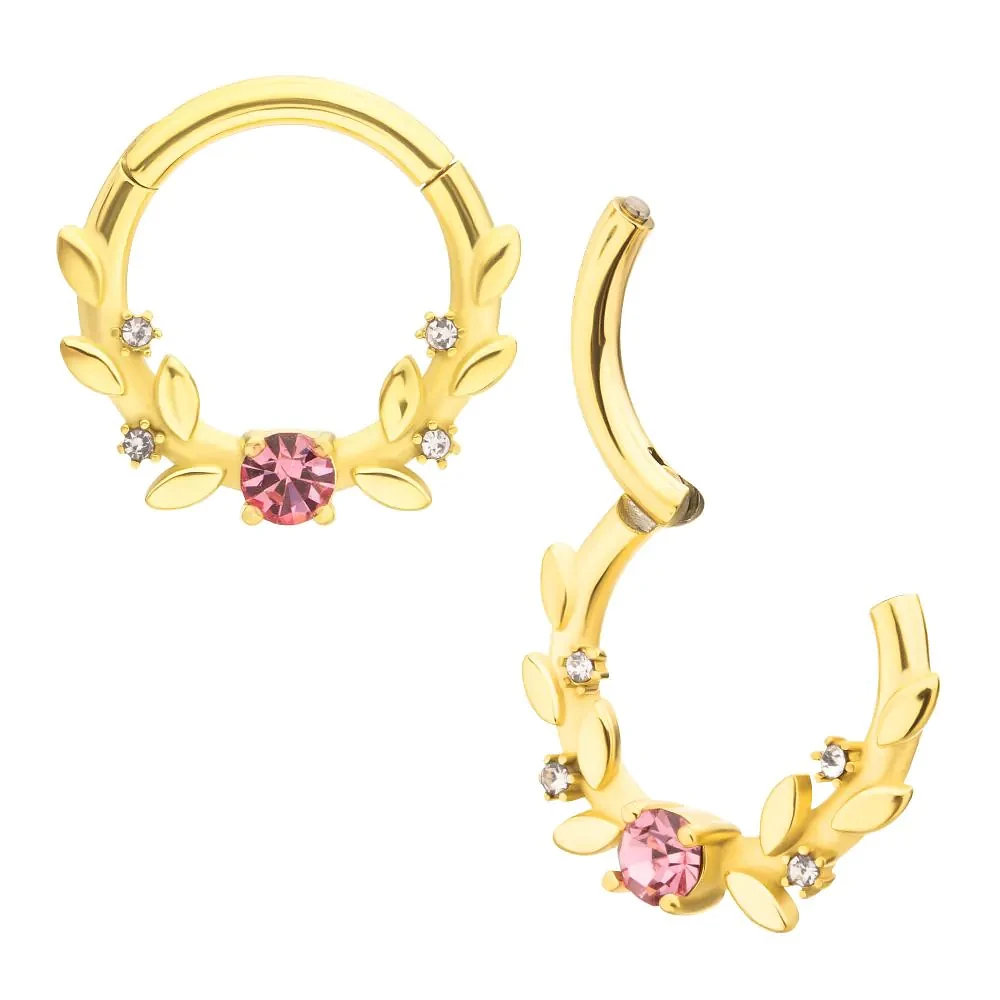 Vine With Multi Round CZ Hinged Hoop