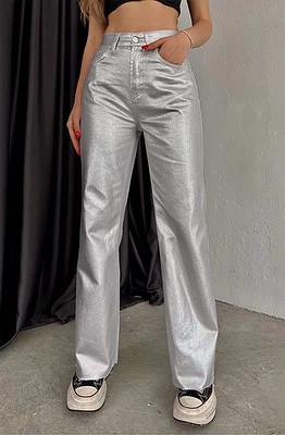 Metallic Flare Leg Pants