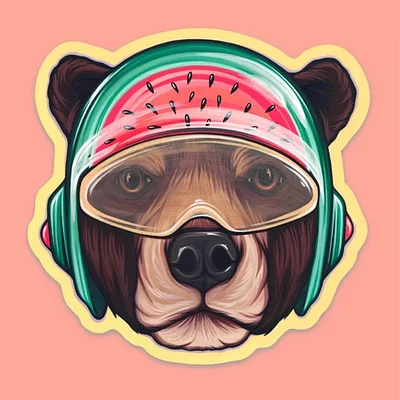 Watermelon Bear Vinyl Sticker