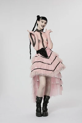 Ruffle Layer Skirt W/ Embroidered Heart Waist
