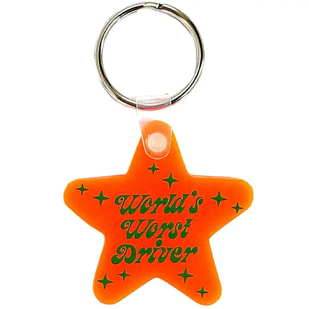 World's Worst Driver Star Shaped Vinyl Keychain