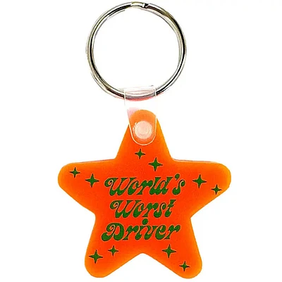 World's Worst Driver Star Shaped Vinyl Keychain