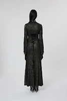 Night Withered Lace Mock Neck Maxi Dress