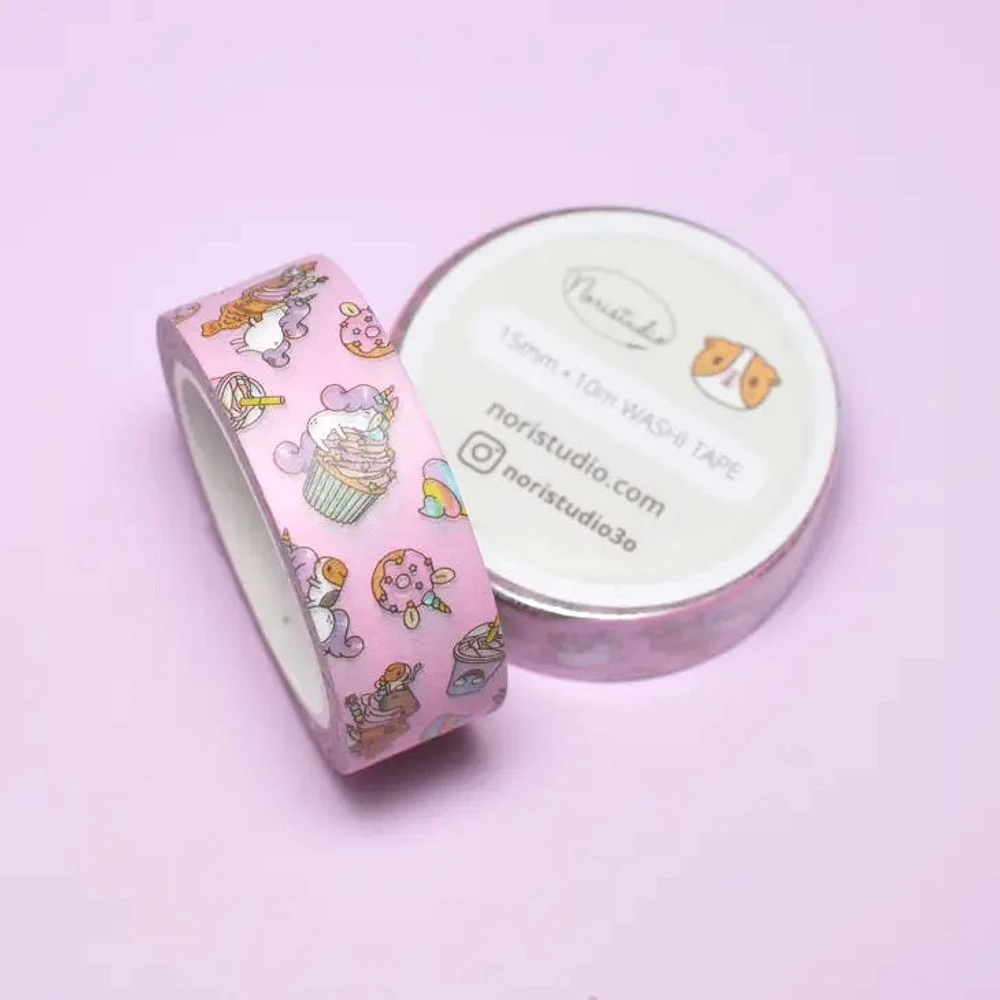 Bubu Pink Unicorn Party Washi Tape