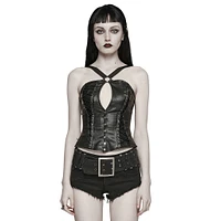 Leatherette Asymetrical Corset Top