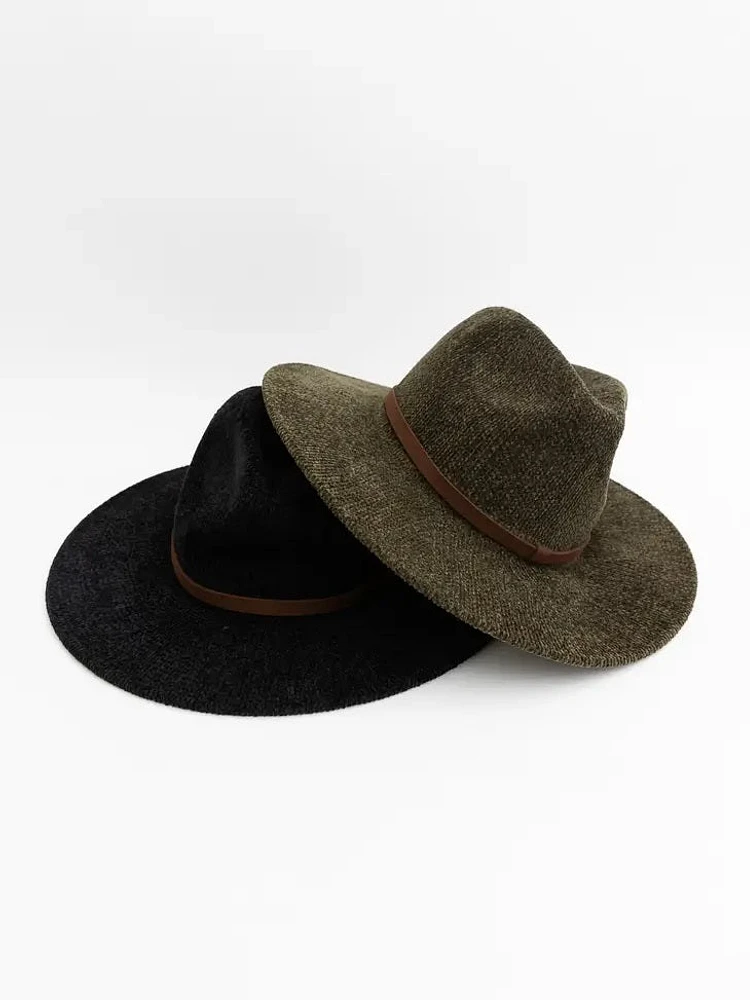 Black Corduroy Fedora Hat