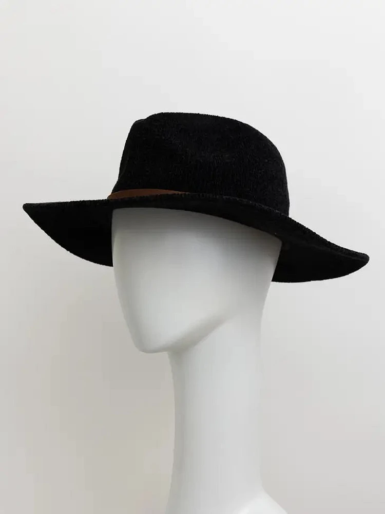 Black Corduroy Fedora Hat