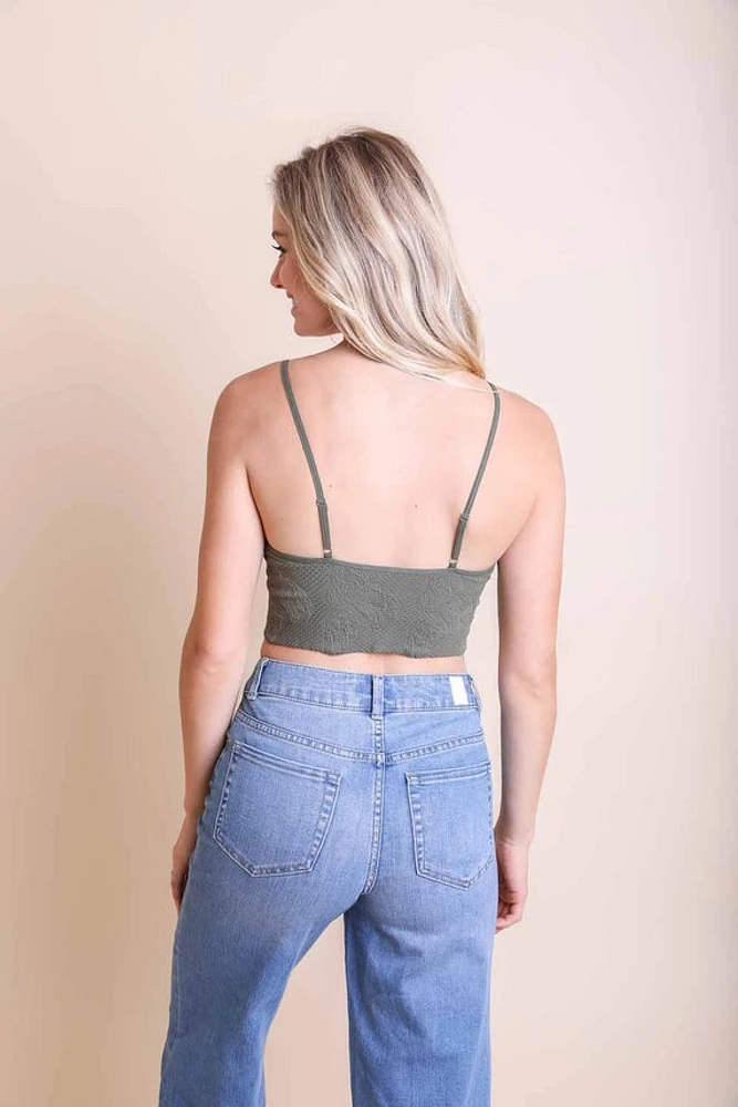 Seamless Padded V Neck Brami Olive